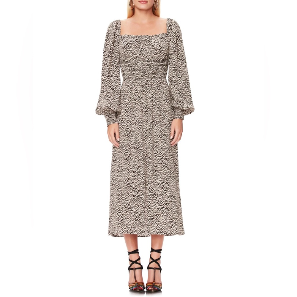 AFRM Leopard Print Long Sleeve Dress